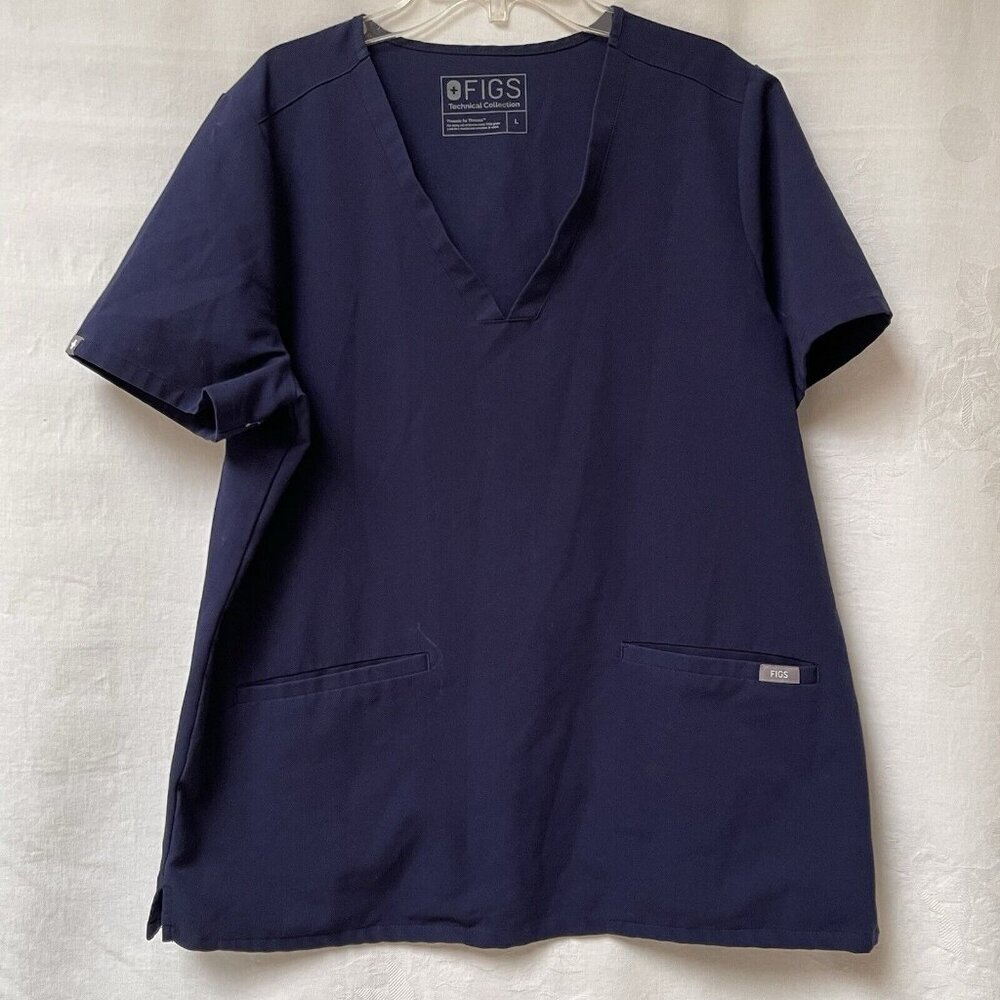 FIGS Blue Casma 3 Pocket Scrub Top Womens‎ Large Nursing Medical PO FW1100